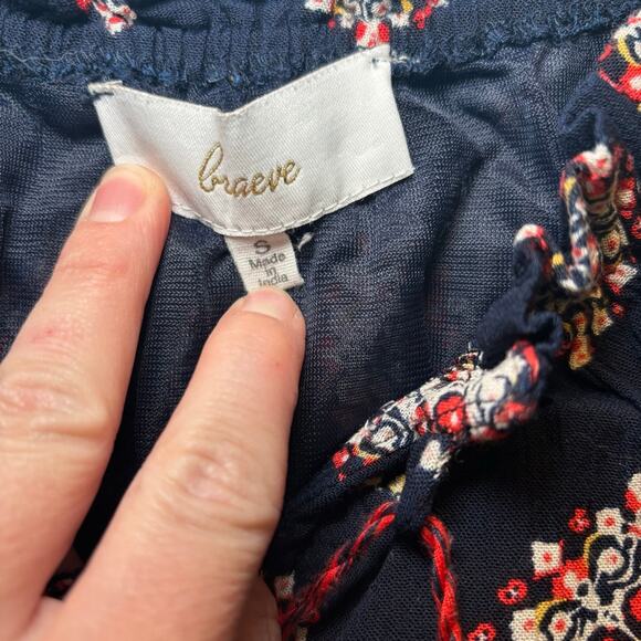 Women's Braeve Navy Red Patterned Off Shoulder Romper Size S - Picture 5 of 10